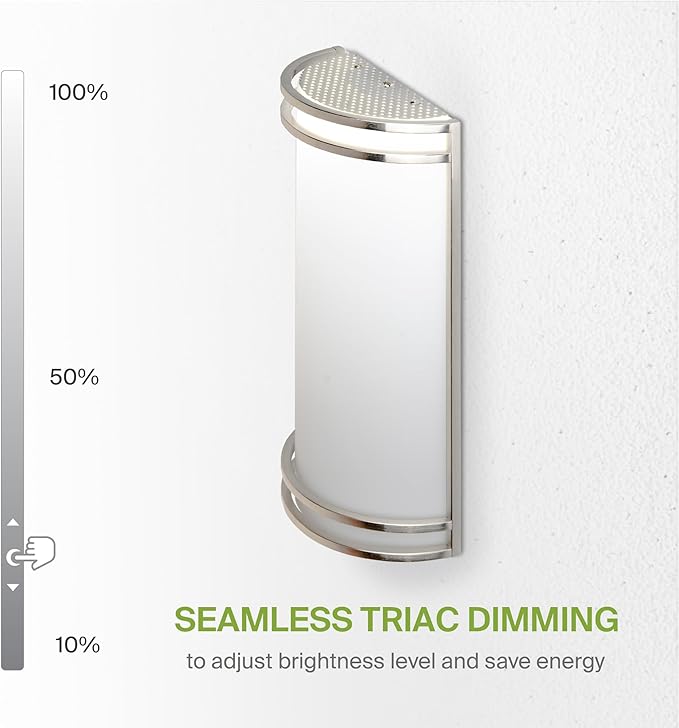 ASD LED Indoor Wall Mount Light Fixture - 14 Inch 20W Modern Interior Nickel Dimmable Wall Sconce Light - ETL 3000K 4000K 5000K Adjustable - Hallway, Bedroom LED Wall Lights