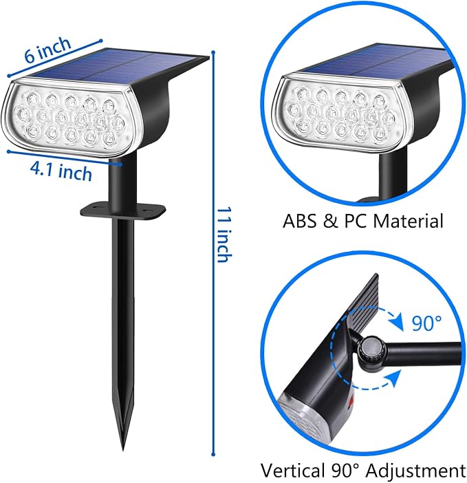 Solar Spot Lights Outdoor Waterproof IP67, Color Changing RGB Landscape Spotlights 8 Lighting Modes Solar Outdoor Lights for Yard Garden Pathway 6 Pack
