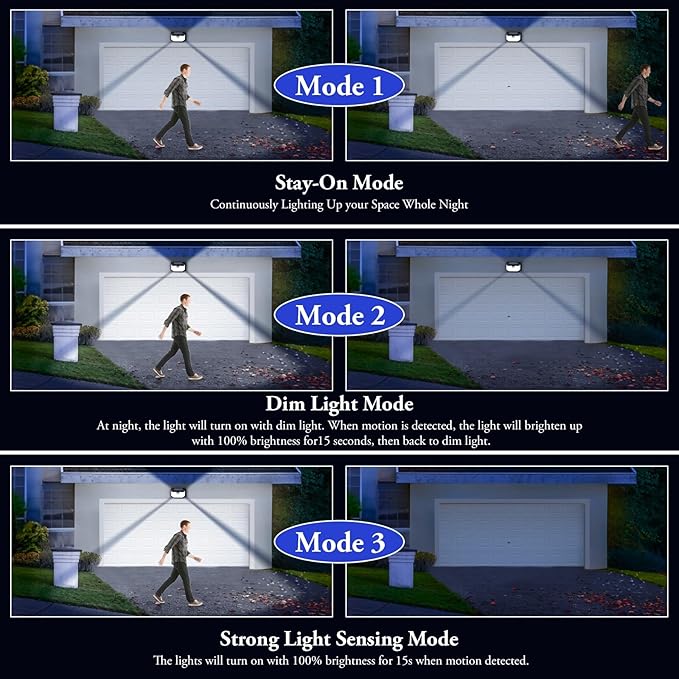 Solar Outdoor Lights, 8-Pack Super Bright 178 LEDs Motion Sensor Wall Light with 270° Wide Angle & 3 Modes, Waterproof Solar Powered Security Light for Patio Garden Garage Front Door