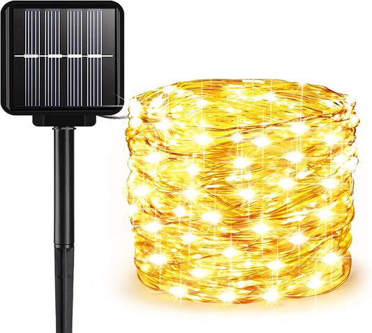Solar String Lights Outdoor, 66 Feet 200 LEDs 8 Modes Solar Fairy Lights for Outside, Waterproof Outdoor Light for Patio Yard Christmas Tree Halloween Wedding Party Decorations, Warm White