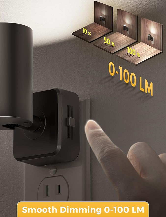 L LOHAS LED Night Lights Plug into Wall, [2-Pack] Rotatable Night Lights with Dusk to Dawn Sensor, 0-100 LM Brightness Adjustable,Daylight White 5000K Spot Light Indoor for Bathroom Hallway