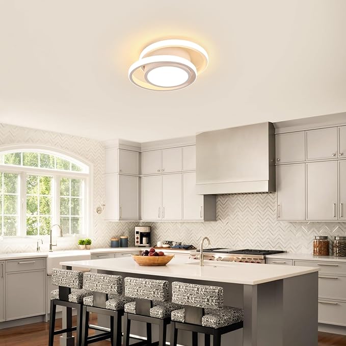 DELIPOP Modern LED Ceiling Light, 36W 2160LM Round Small Ceiling Lamp, (Warm Light, 3000K) Aluminum Close to Ceiling Light Fixture for Hallway, Aisle, Corridor, Bedroom, Kitchen (White)