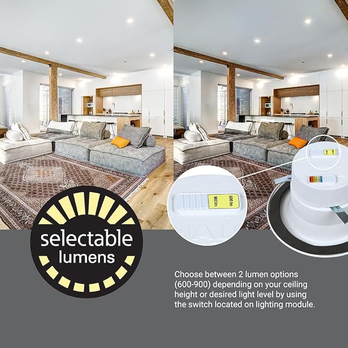 HALO RL 4 inch LED Recessed Light Retrofit Selectable CCT 2700K 3000K 3500K 4000K 5000K Dimmable Dim to Warm 600/900 Lumens Wet Location Indoor Outdoor Ceiling Downlight RL4LS9FSD2W1EWH