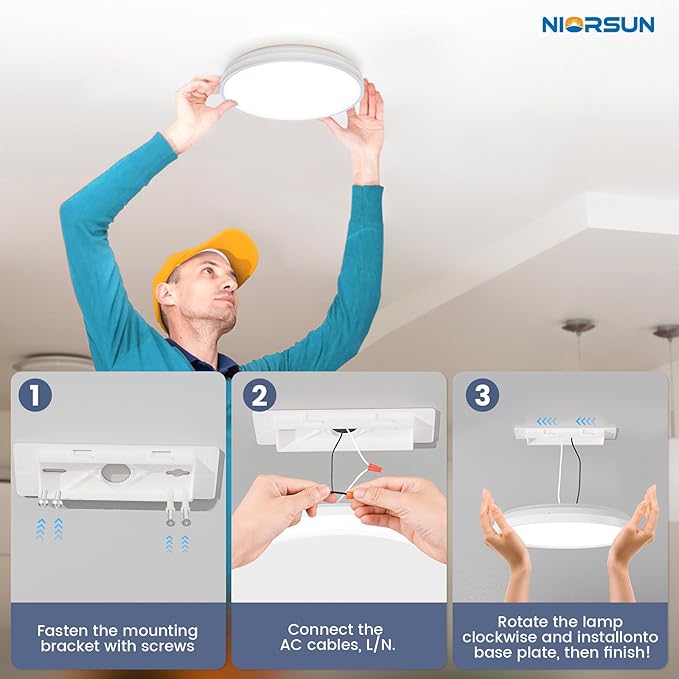 NIORSUN 7 Inch LED Ceiling Lights,Dimmable 5CCT Lighting Options Flush Mount Ceiling Light,15W Bathroom Ceiling Lights,Flat Ceiling Light,Low Profile Light Fixture for Hallway Bedroom,1 Pack…
