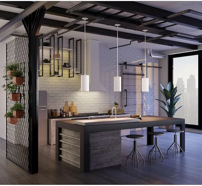 Progress Lighting 1-Light Modern Outdoor Hanging Pendant Light, 6-Inch, Cylinder Collection, Indoor & Outdoor, White (P500356-030)