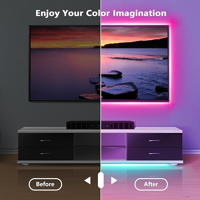 NBBUFF Led Lights for Bedroom 297FT (3 Rolls of 99ft), Color Changing RGB Led Strip Lights with 60 Keys Remote and App Control, Music Sync Led Lights for Room Kitchen Party Home Decor