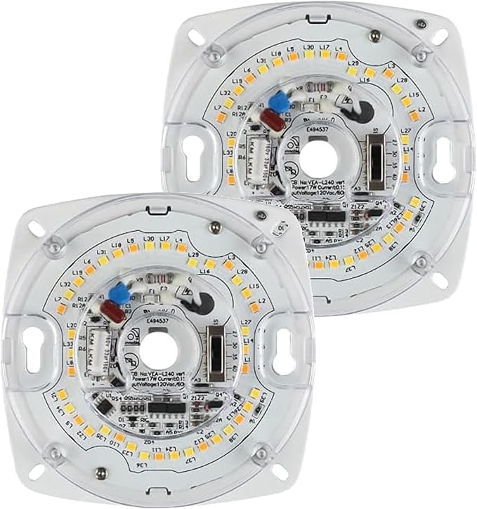 2 Packs 4" Round Dimmable LED Light Engine, CCT Selectable 2700K–5000K, 17W 120V, 80CRI, TRIAC Dimming, 4" PCB (5.39" Overall), Retrofit Kit for Ceiling Light Fixtures