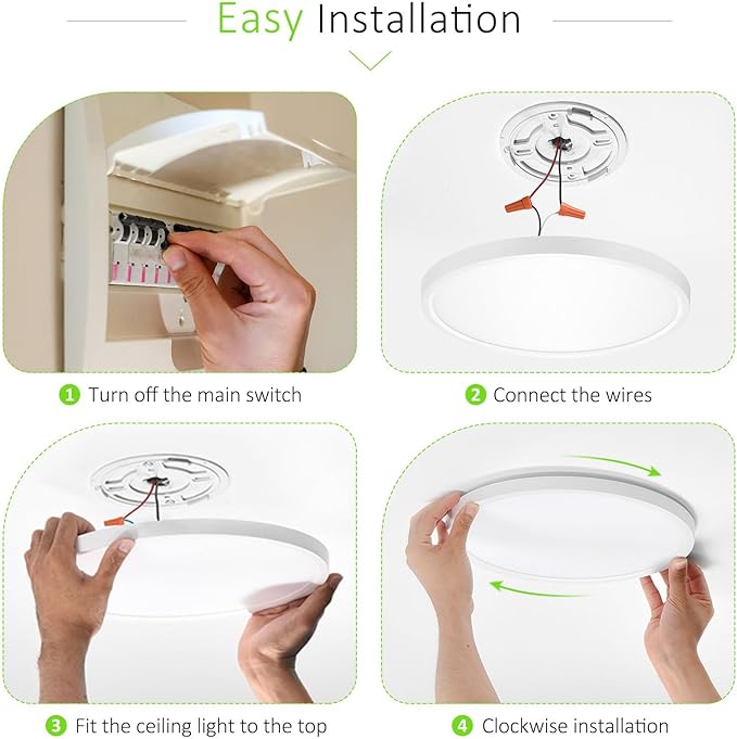 6Pack LED Flush Mount Ceiling Light, 7 Inch 1500LM 15W Thin Round Ceiling Light Fixture, 3000k/4000k/6500k 3 Color Adjustable Ceiling Lamp