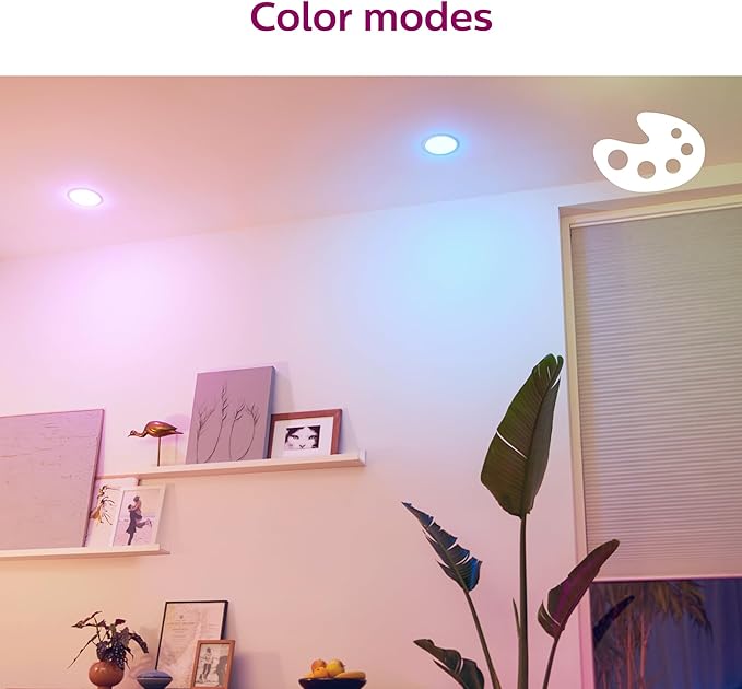 Philips Smart 5-6 Inch Retrofit Recessed Downlight 4-Pack, 1150 Lumens, LED Color Changing Lights, Connects to Wi-Fi, Control with Voice or App, Powered by WiZ Connected