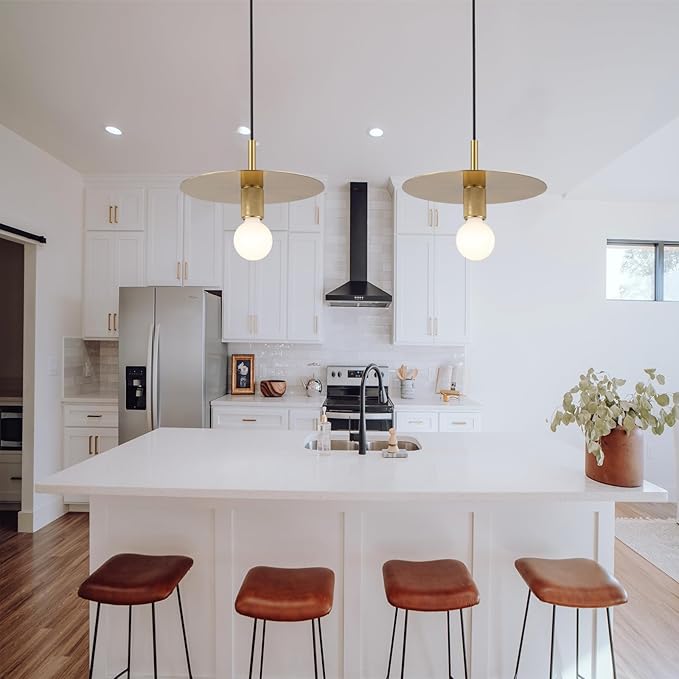BYOLIIMA Modern Pendant Lighting Gold Farmhouse Pendant Light 11.81" Brushed Brass Dome Industrial Mid Century Knurled Texture Hanging Lamp Ceiling Light Fixture Kitchen Island Dinning Room Bedroom