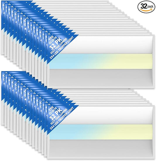 32Pack 2x4 FT LED Center Basket Troffer Light, 5CCT Color Tunable 3000/3500/4000/5000/6500K, Watt Adjustable 72W/60/50/40/30W, 0-10V Dimmable Drop Ceiling Lights, 120-277V-ETL&DLC Qualified