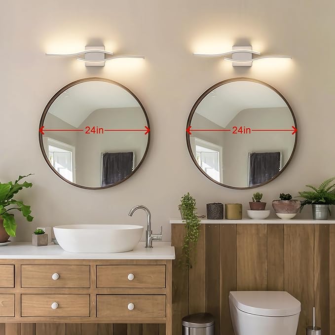 Joossnwell Brushed Nickel Bathroom Vanity Lights Fixtures Over Mirror 5CCT Dimmable Bathroom Light Fixture Modern Vanity Lighting Bar Led Bath Vanity Light 23 Inch Wall Lamp