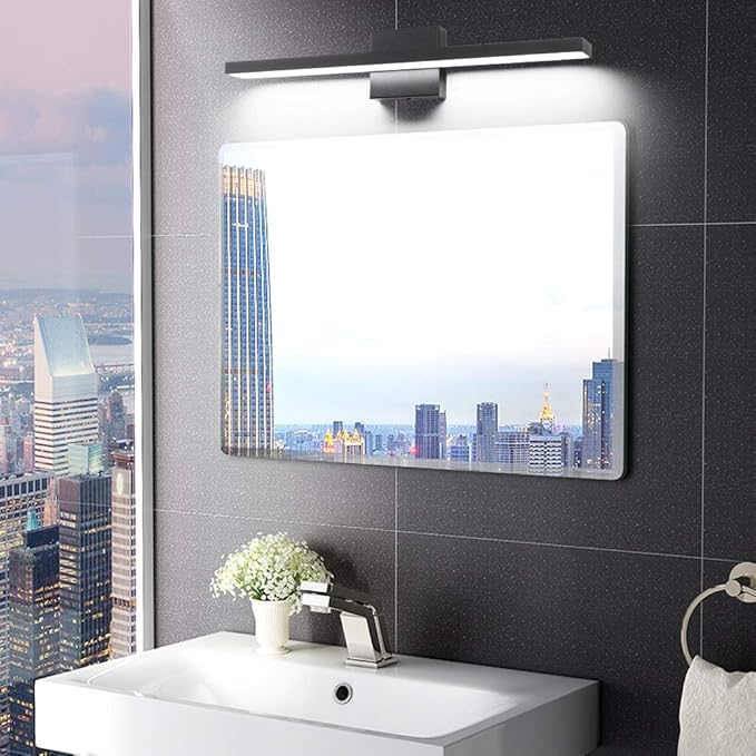 Ralbay 24 inch Dimmable Black LED Modern Vanity Light 24W Frosted Aluminum for Bathroom Vanity Lighting Fixtures Cool White 6000K