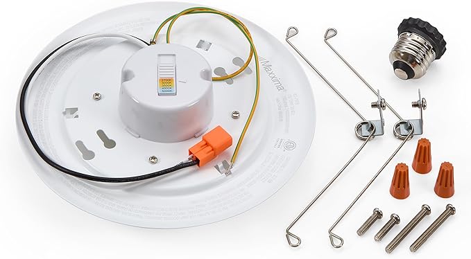 Maxxima 7.5 in. LED Flush Mount Ceiling Light Fixture, 1200 Lumens, 5 CCT 2700K/3000K/3500K/4000K/5000K, Round Disk Light, Dimmable, Recessed Can or J-Box Install