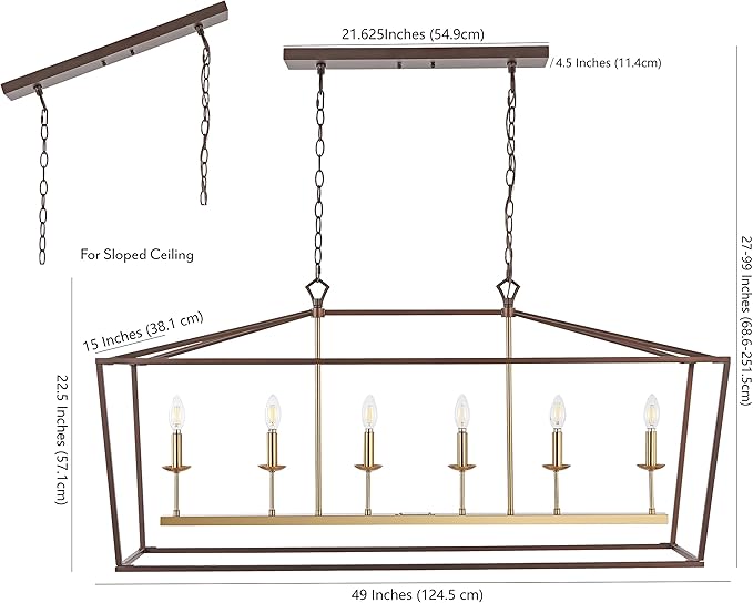 JONATHAN Y 49" Oil Rubbed Bronze/Brass Gold Lantern Pendant Light, 1-Light Pagoda Style Metal Cage Farmhouse Hanging Ceiling Fixture for Kitchen Island, LED Bulb Included (JYL7439D)