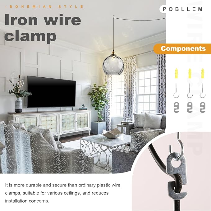 Large Globe Hanging Lights Plug in, 13.8" Vintage Smoke Glass Hanging Lamp with Plug in Cord, Grey Plug in Pendant Light Fixtures Ceiling Hanging for Kitchen Island Dining Room Living Room