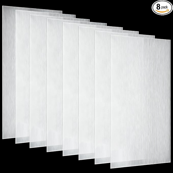 Pushglossy 8 Pack 22.5" x 46.5" x 0.2" Fluorescent Light Covers Replacement, Cuttable Polycarbonate Diffuser Panels for Drop Ceiling Light Fixture for Office Classroom Commercial Use (Clear)