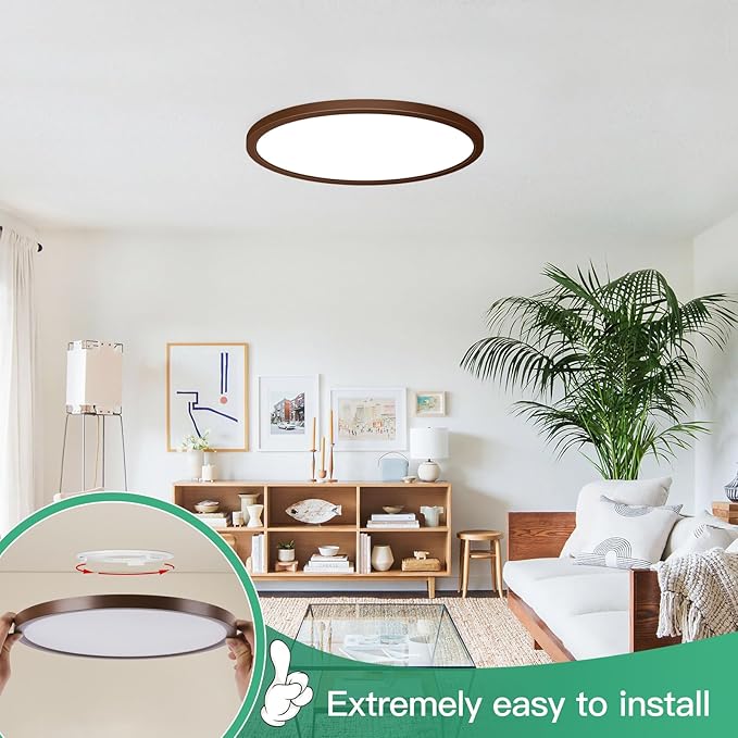 Brightever LED Flush Mount Ceiling Light Fixture Oil Rubbed Bronze, 24W 3200LM 5CCT Dimmable LED Ceiling Light, 2700K/3000K/4000K/5000K/6500K, 12 Inch Ceiling Lamp for Bedroom, Dining Room, 1 Pack