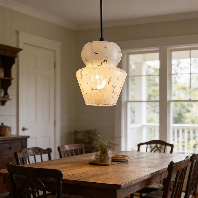 Industrial Pendant Light with Glass Shade Matte Black Pendant Lighting Adjustable Industrial Retro Style Hanging Light,Kitchen Island Farmhouse Pendant Lights Fixtures for Kitchen,Farmhouse