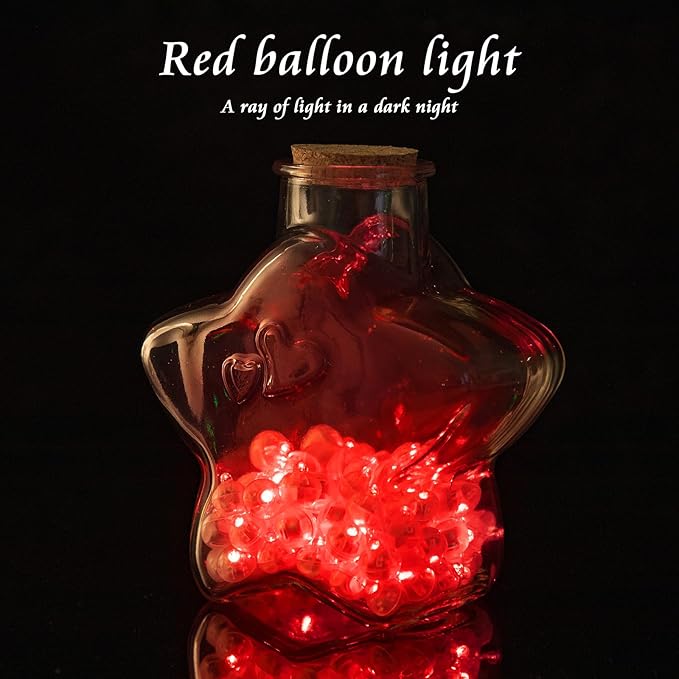 50pcs Balloon Lights Mini LED Lights Round Long Standby Time Ball Lamps for Paper Lantern Birthday Party Christmas Halloween Decoration Red Plastic