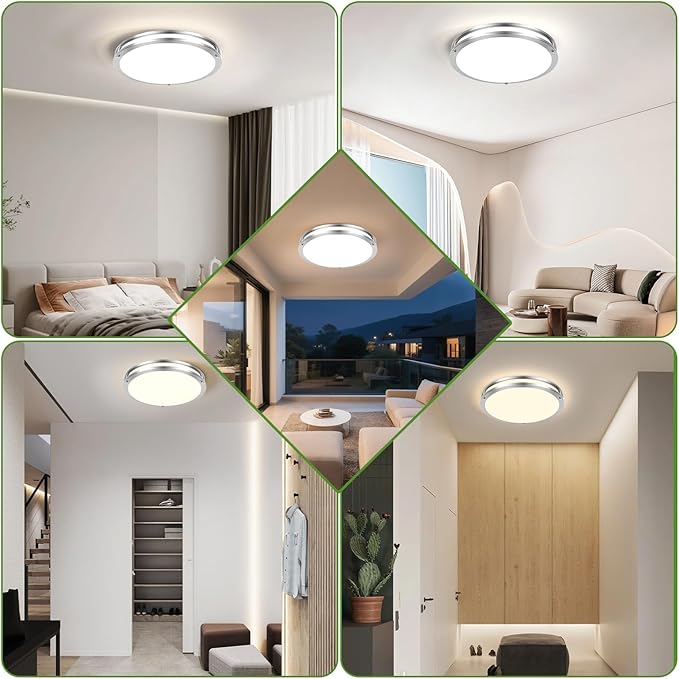 Flush Mount LED Ceiling Light Fixture with Remote: 13Inch 36W 3600lm Dimmable Modern LED Ceiling Lights, 2700K/3000K/4000K/5000K/6500K Adjustable Kitchen Lighting for Bathroom Bedroom Hallway, 1-Pack