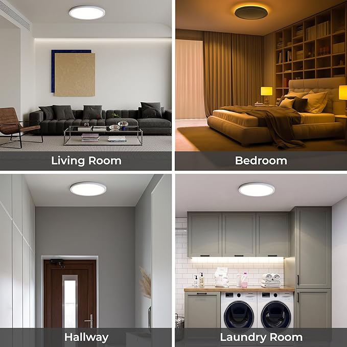 Matane Flush Mount Ceiling Light Fixture with Remote Control, Nightlight 8.7 Inch 18W 3000K-6500K Adjustable, Led Low Profile Ceiling Lights for Bedroom, Living Room,Dining Room, Kitchen, Round White