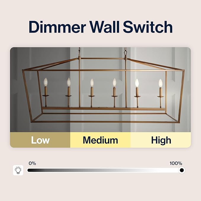 JONATHAN Y 49" Antique Gold Lantern Pendant Light, 6-Light Pagoda Style Metal Cage Farmhouse Hanging Ceiling Fixture for Kitchen Island, LED Bulb Included (JYL7439B)