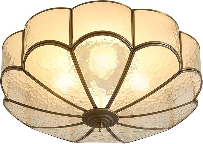 Vintage Black Glass Ceiling Light - Large 17.7 in Bronze Mid Century Flush Mount Lighting Fixtures - Art Deco Antique Modern Lamps for Hallway Bedroom Kitchen Entryway Farmhouse Bathroom Hall Laundry