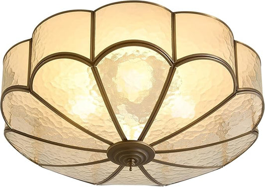 Vintage Black Glass Ceiling Light - Large 17.7 in Bronze Mid Century Flush Mount Lighting Fixtures - Art Deco Antique Modern Lamps for Hallway Bedroom Kitchen Entryway Farmhouse Bathroom Hall Laundry