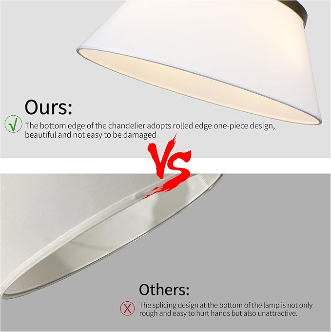 Modern Chandelier with White Fabric Shade Gold and Brass Finished Adjustable 4-Lights Pendant Lighting Fixture for Kitchen Island Dining Room and Restaurant