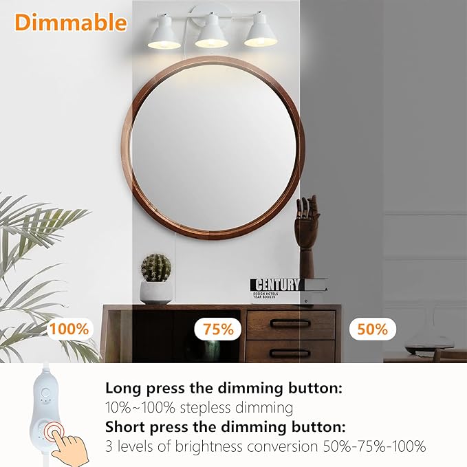 3 Light Plug in Track Lighting Kit,Modern Plug in Ceiling Light Fixture,16.4ft Cord,Timer & Dimming Switch,3 Way Ceiling Spot Lighting,Flexibly Rotatable Light Head (White)