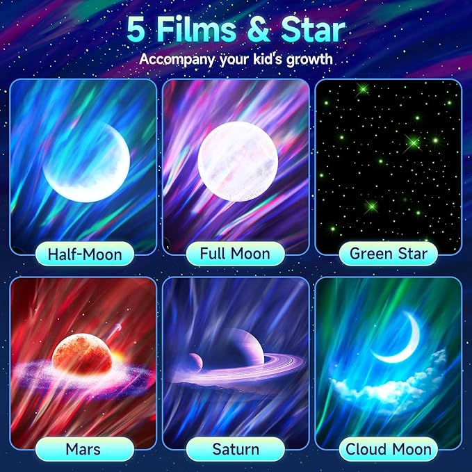 Northern Galaxy Light Projector, 300+Modes & 5 Films Star Projector, 15 White Noise & Bluetooth Northern Lights Projector,Moon Light Projector, Teen Girl Gifts Trendy Stuff, Consumer Electronics.