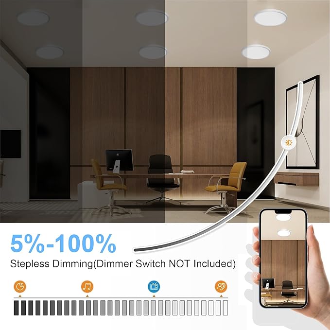 DLLT LED Flush Mount Ceiling Light: 2Pack 12 inch Super Slim Kitchen Lighting Fixtures Ceiling - 5 Color Temperatures (2700K-6000K) Round White Ceiling Light Fixtures for Bedroom Garage Hallway
