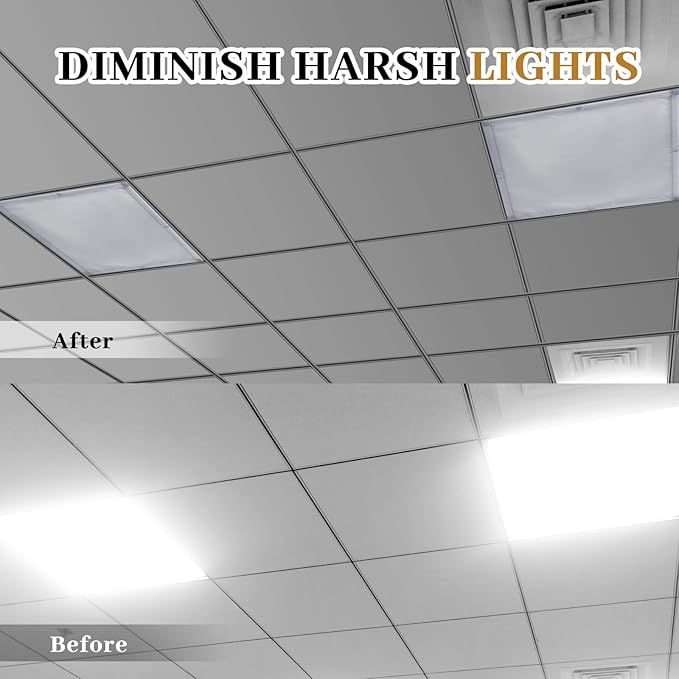 VIHOSE 4 Pcs 2 x 2 Feet Fluorescent Light Covers for Ceiling Lights Classroom Magnetic Light Filters for Reducing Harsh Glare Flicker for Office Classroom Home Drop Ceiling(Solid Style)