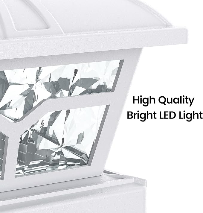 SIEDiNLAR Solar Post Cap Lights Outdoor 2 Color Modes 8 LEDs for 4x4 5x5 6x6 Posts Fence Deck Patio Decoration Warm White & Cool White Lighting White (6 Pack)