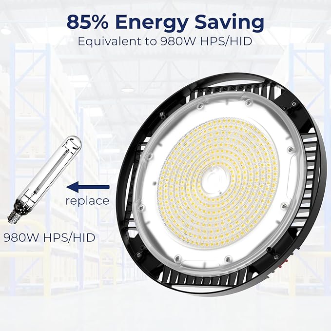 CINOTON 210W UFO LED High Bay Light, Aluminum LED Shop Lights with 31500LM, 5000K Commercial Bay Lighting for Warehouse Garage Workshop Factory, 6' Cable & Safety Rope, ETL Listed 1 Pack