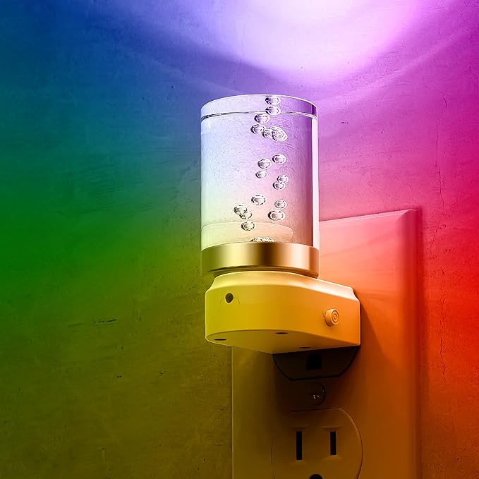 L LOHAS LED Night Light, Night Lights Plug into Wall, Color Changing Nightlight RGB with Dusk to Dawn Sensor, Nightlight Plug in Wall for Halloween, Christmas, Holiday, Hallway Bedroom Kids Room