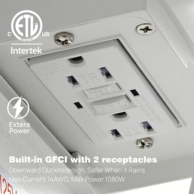 Dusk to Dawn Porch Lights with GFCI Outlets Waterproof Outdoor Wall Lights Exterior Lighting Fixtures Modern Outside Lights Wall Mount for House Patio Garage,White,11.8''H, 2 PC