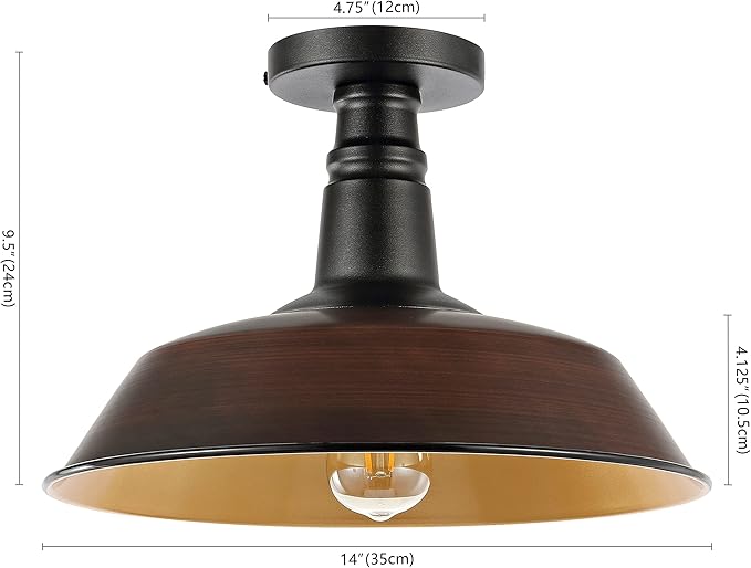 JONATHAN Y 14" Oil Rubbed Bronze/Black Industrial LED Semi Flush Mount Ceiling Light for Porch, Kitchen, Entryway, Modern Farmhouse Iron Fixture, White Metal Shade, LED Bulb Included (JYL7617G)
