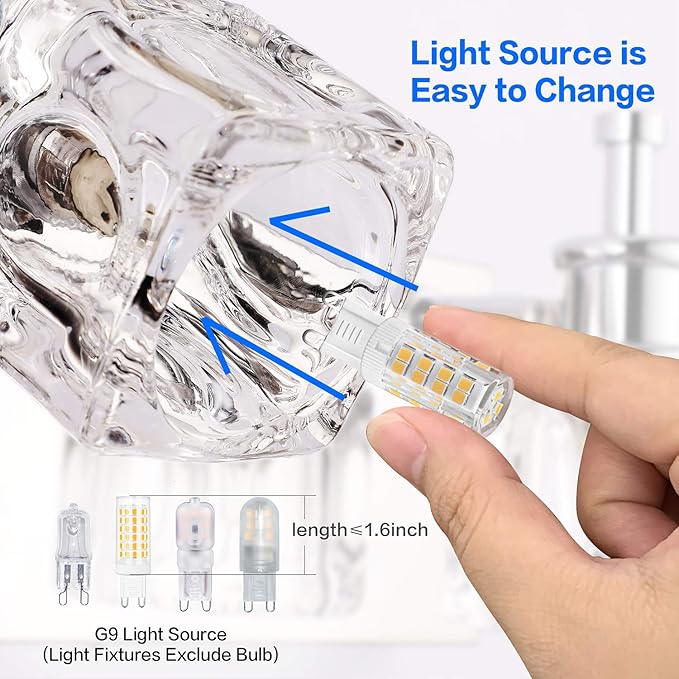 PRESDE Modern 6 Light Bathroom Vanity Lights for Bathroom Lighting fixtures Over Mirror LED Chrome Crystal Vanity Wall Light