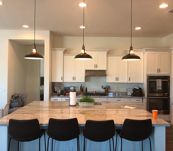 CLAXY Ecopower Industrial Barn Mini Metal Pendant Light 1 Light Hardwired for Kitchen Loft Restaurant Bar