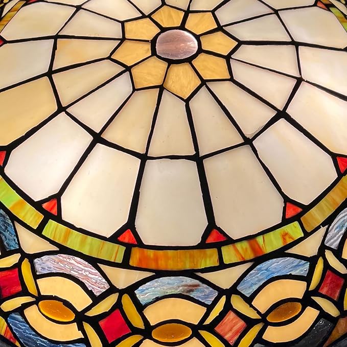 ARTZONE Tiffany Ceiling Lights, Stained Glass Ceiling Light 3-Lights 16 Inch Tiffany Flush Mount Ceiling Light for Bedroom Dining Living Room Entryway Foyer