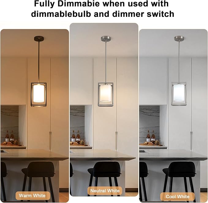 Brushed Nickel Pendant Lights Kitchen Island 2 Pack, Modern Small Lantern Kitchen Pendant Lighting Over Island, Farmhouse Kitchen Island Lights Ceiling Hanging, Industrial Cage Pendant Light Fixtures