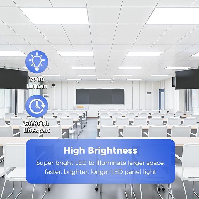 AIKVSXER 2 Pack 2x4 LED Flat Panel Light - Selectable 5 CCT 3000K-6500K & 5 Wattage 30-70W 7700Lm 0-10V Dimmable 2 x 4 led Drop Ceiling Light Fixture 120-277V for Commercial and Home