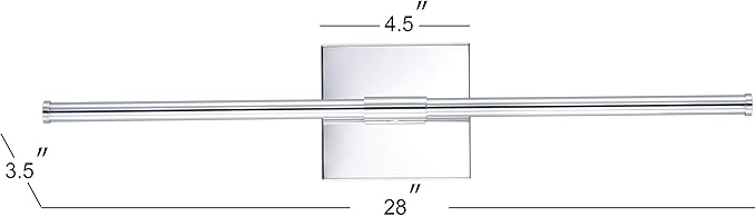JONATHAN Y 28" Chrome Modern Dimmable Integrated LED Wall Sconce, Metal Vanity Light for Bathroom Mirror Bedroom Hallway, Sleek Hardwired Wall Lamp Fixture, 3000K JYL7022A