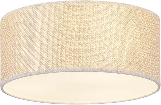 13Inch Farmhouse Semi Flush Mount Ceiling Light,Drum Shade 3-Light Rustic Ciling Fixture for Bedroom,Living Room,Hallway,Entryway,Kitchen,Creating Soft Ambient Home Lighting