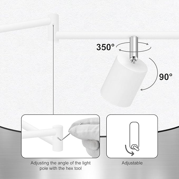 AUQUEE 8 Light Track Lighting Fixtures Ceiling, Matte White Kichen Track Lighting Fixtures, Rotatable Light Heads, Adjustable Modern LED Track Lights for Kitchen/Hallway, No GU10 Bulb