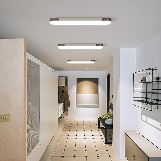 Qcyuui Dimmable LED Ceiling Light Modern Acrylic Linear LED Ceiling Lamp 39.4in Semi Flush Mount Wraparound Shape Lighting Fixture with Remote Control for Kitchen Dining Room (48W/3000-6500K)