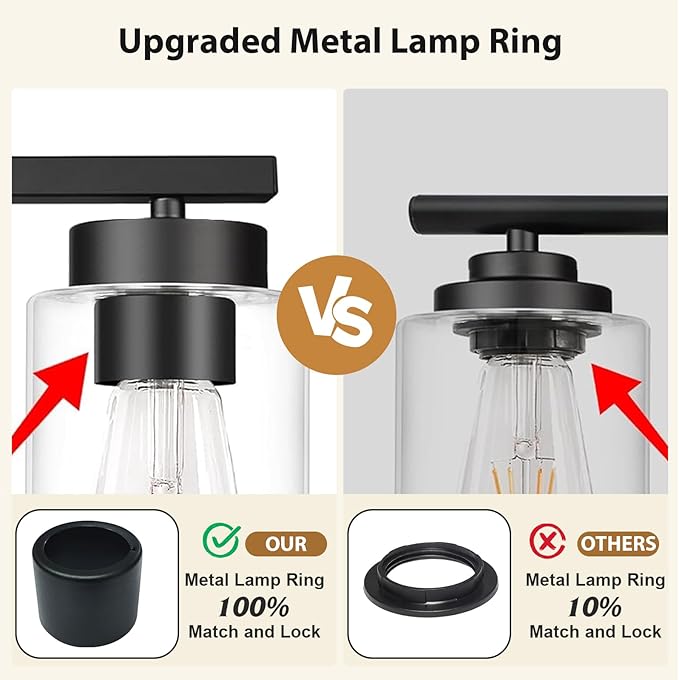 IZORRO Modern Bathroom Light Fixtures, 5 Light Black Vanity Lights, Bathroom Lighting Fixtures Over Mirror with Clear Glass for Living Room Cabinet Bedroom