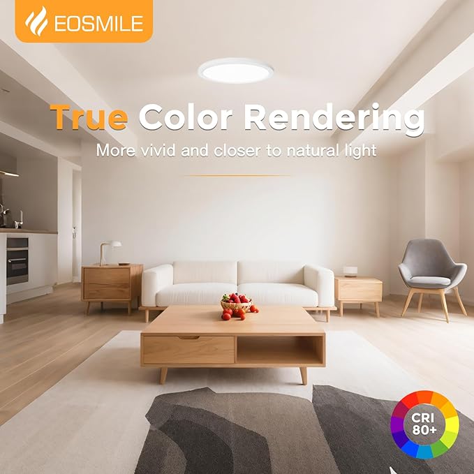 1Pack 15.8 Inch LED Flush Mount Ceiling Light, 35W, 3850LM, 2700K-5000K 5Color Selectable & Dimmable, White Thin Flat Surface Mount Lights for Bedroom, Living Room, Dining Room, Garage